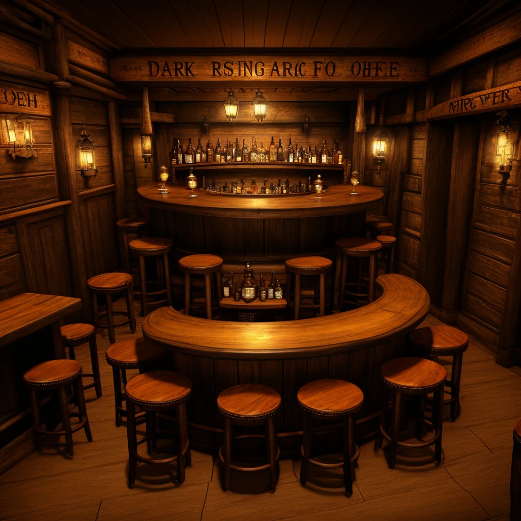 A realistic cinematic background of a wild west bar, dark gothic ambience