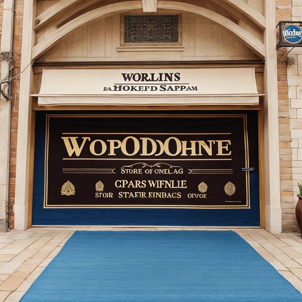 Draw an advertising banner for the store "World of carpets"
