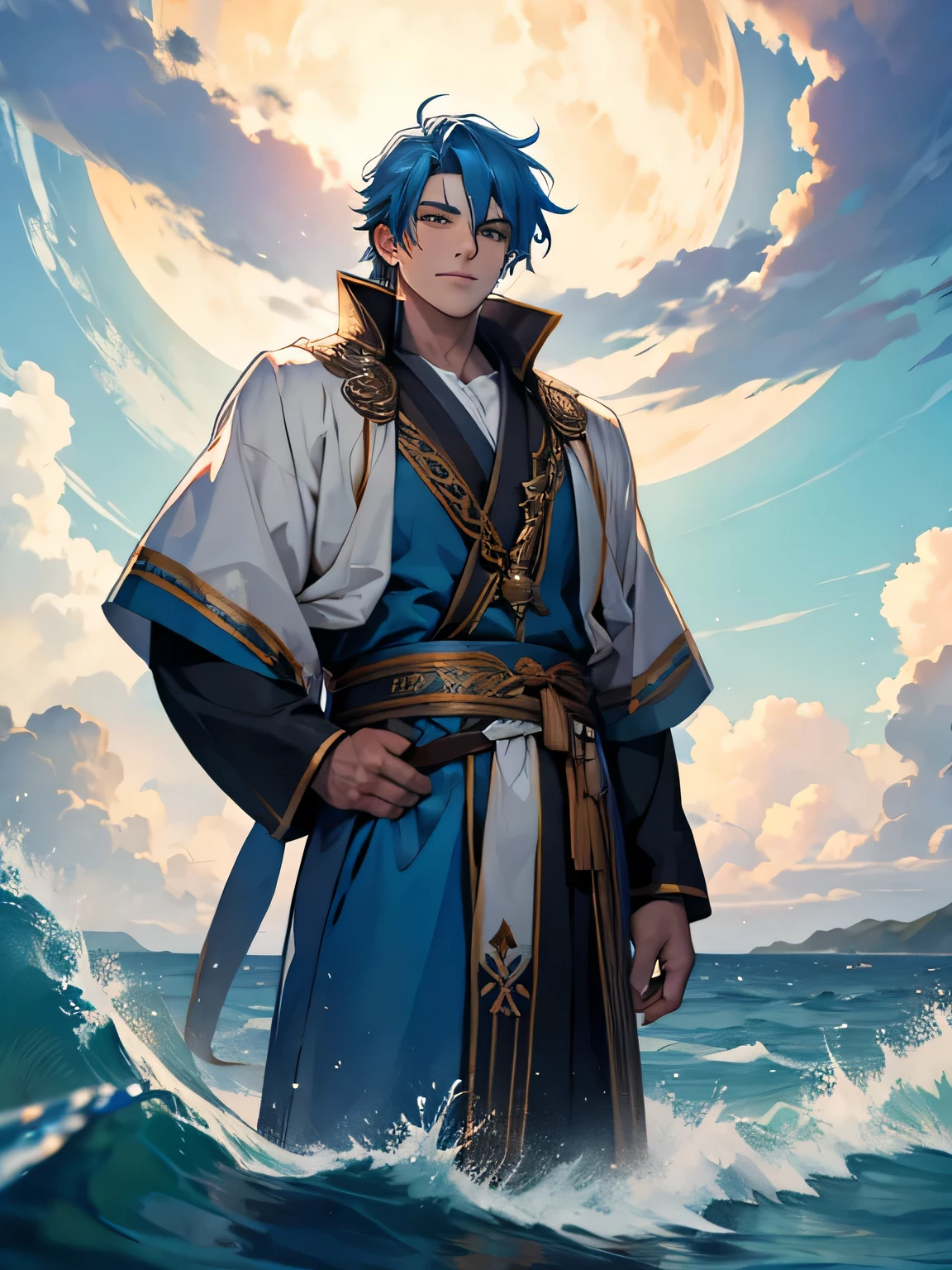 blue hair divine god of sea