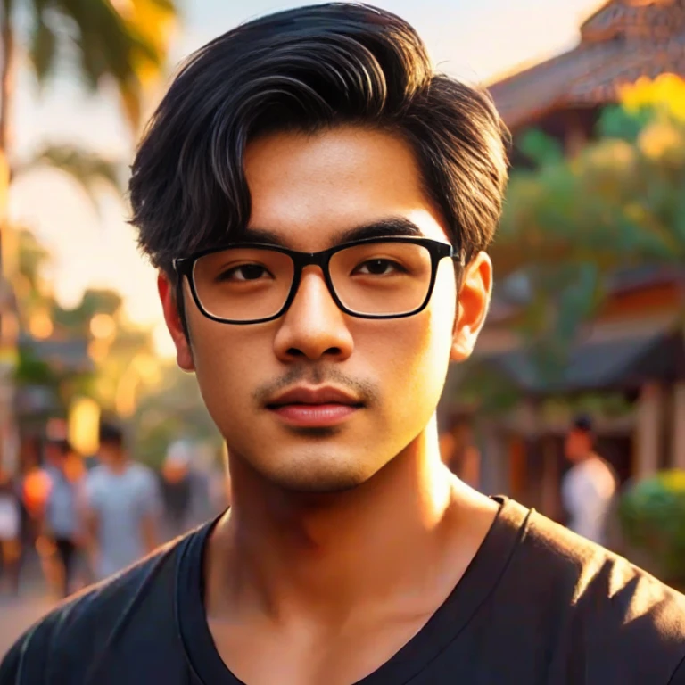 Araaf Asian man with a round face, black eyes, staring at the viewer, morning sun, ((face details)), Double eyelids, realistic, Masterpiece, short hair, black eyes,abdominal muscles, The body is beautiful and strong...,, (digital painting, HDR, high contrast