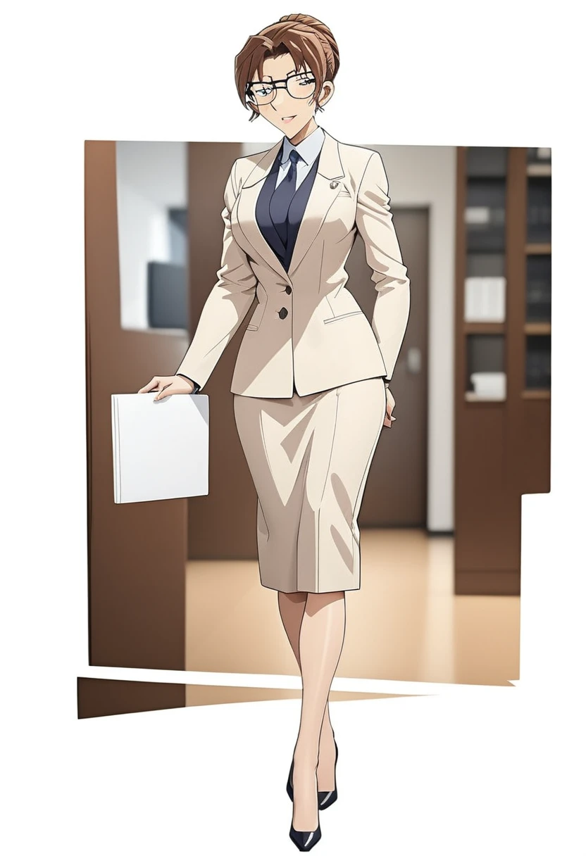 Beautiful lawyer ，(best quality,masterpiece，full body，solo:1.4), Perfect figure, Wearing glasses, Ultra Clear, Super detailed, Depth of written boundary, Brown Hair, Charismatic, 36 years old