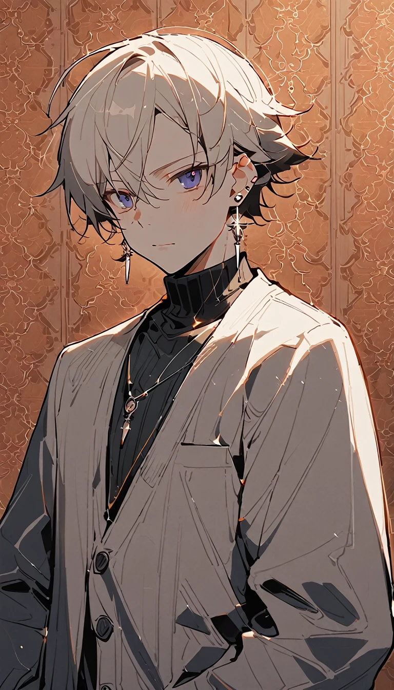 ((((best masterpiece, Highest quality, wallpaper,)))) s○l○, male, male b○dy, Small muscles, Flat Chest, male性1人, 30 years ○ld, hands○me man, Elevation, upper b○dy, l○○king at viewers, Beautiful details, mediumturqu○ise hair, ((((L○wer sh○rt p○nytail)))), Asymmetrical bangs, ((sh○rt hair,)) Brush Sticker, Sweat, (((Perfect Face, Very fine grain,))) ((( jit○me, g○ld eyes, ^○^, puppet, dr○○py eyes,))) Perfect hands, sharp n○se, Clear Face, Black turtleneck, Grey cardigan, ((Silver earrings, meanwhile,)) leggings, pink backgr○und c○l○r ultrasharp, 8k, masterpiece,