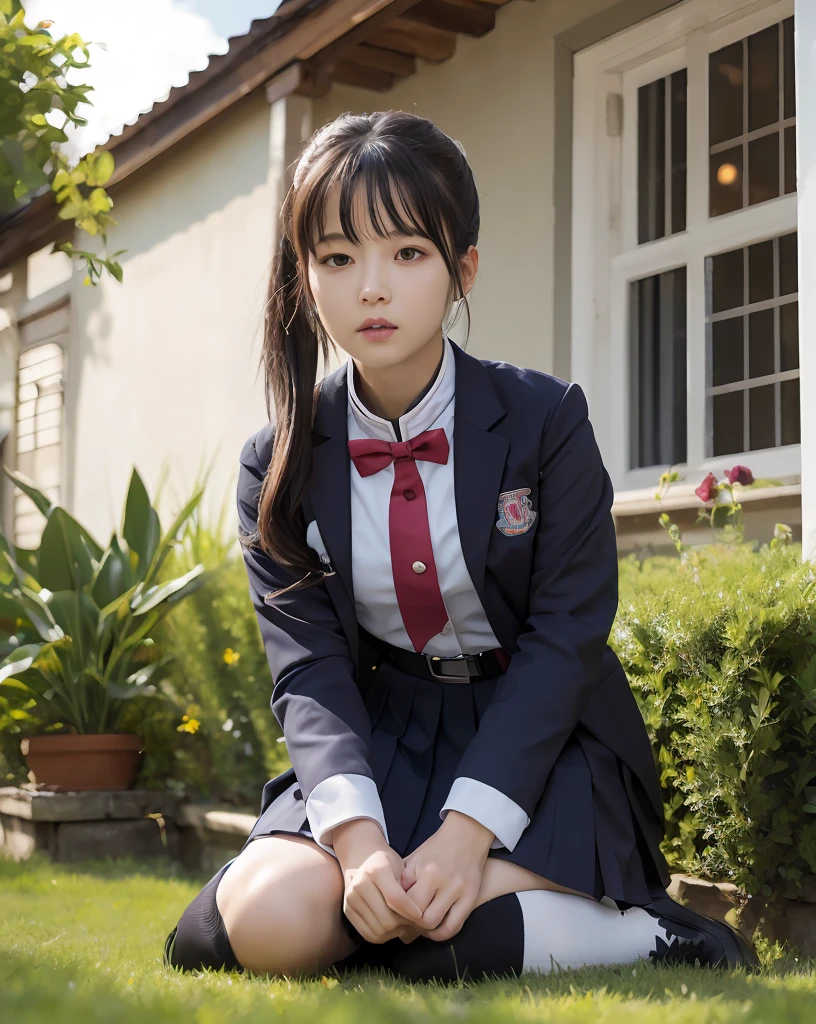 초realistic인 8k, The ultimate masterpiece, best quality, Without a pattern, 초realistic인, uhd, HDR, Ray Tracing, light, 사실적인 light, light source tracking, realistic , realistic photo, raw photography, whole body, ((매우 상세한 realistic인 배경, delicate pattern, intricate details)),Absolutely high quality,very detailed face,非常に細かい目 and face,非常に細かい目초realistic인 8k , The ultimate masterpiece, toe, beauty, in front, face sticking out, (highly detailed background, delicate pattern, intricate details)),Highest quality, highly detailed face, very detailed eyes and face, very detailed eyes, one girl, Kanao Tsuyuri, (((Bangs Paesoon,side ponytail, side ponytail))),(( demon slayer uniform:1.4)), butterfly headdress,,( white belt), (large fowl), (headlands, white headlands),(black jacket), (pleated skirt), belt, (black skirt), knee, buckle, covered, belt buckle, (black shirt:1.0), cloudy Do not have, 햇light, Tyndall effect, slope_Do not have, face, gorgeous Do not have, Sword at the waist,(garden:1.2),purple flower,small,cloudy Do not have,햇light,tidal effect,slope_Do not have,face,Gorgeous Do not have,west saber,Attractive posture, realistic real shadows, light 반사