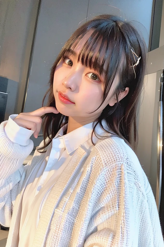 best quality, ultra high res, (photorealistic:1.4), oversized jacket, white shirt, 