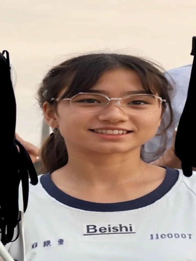 A school-dressed 15-year-old tied her hair on the road with her face in a picture provided