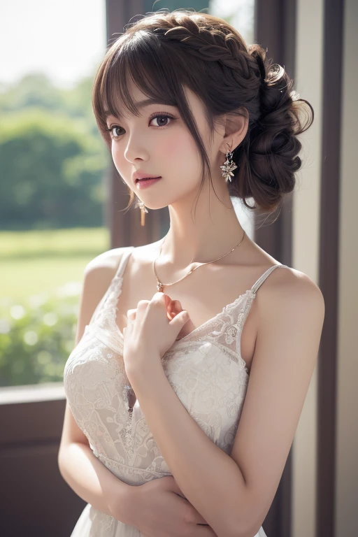 Dark Purple Lace Good, (((とてもエレガントでbeautiful, Perfect detail, Very detailed))), whole body, The most detailed girl, Written boundary depth, 美しくdetailedなwhole body, Thin legs, 1 girl, 30 years old, Very short hair, Spiked Hair, Gray and silver hair, beautiful detailed hair, Perfect Face, Expressionless, beautiful, detailed, Deep Eyes, Open your mouth a little, Delicate arms and hands, Pale skin, Earrings, beautiful and gorgeous necklace, Colorful background, HD background, Blurred Background, とても繊細でbeautiful, masterpiece, (((Highest quality, とてもbeautiful8K CG壁紙))), (((Trendy hairstyles))), (Inside the room,Stylish interior,window),