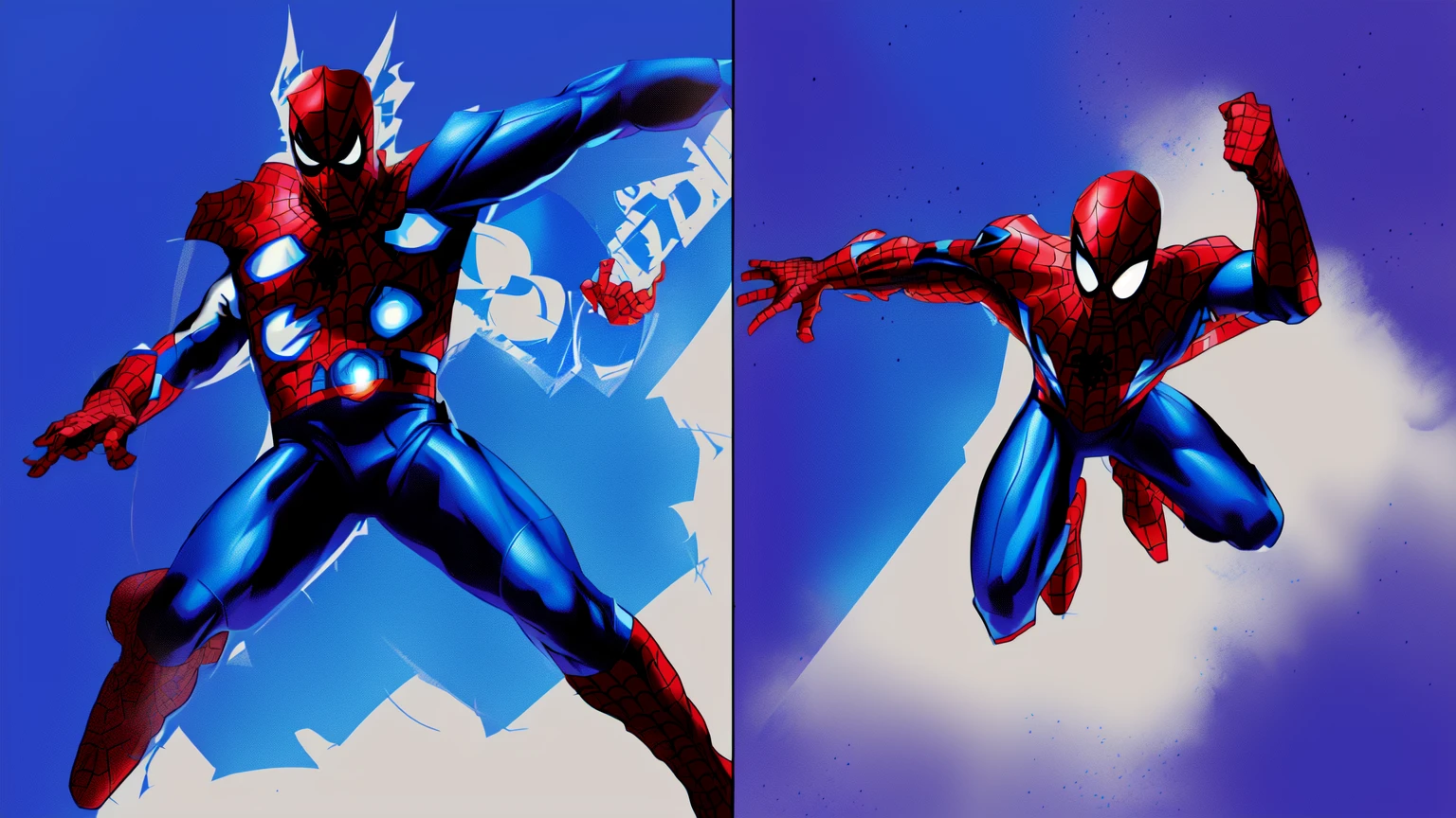 Master Piece, best quality, (extremely detailed CG unity 8k wallpaper), (best quality) 8k detail. there are two pictures of a man and a spider - man, marvel japan coloring, marvel comic book drawing, marvel comics style, in style of marvel and dc, marvel comic style, in style of marvel comics, 90s comic book character design, comic book art style, comic book drawing, marvel style, comic book style art, style of marvel