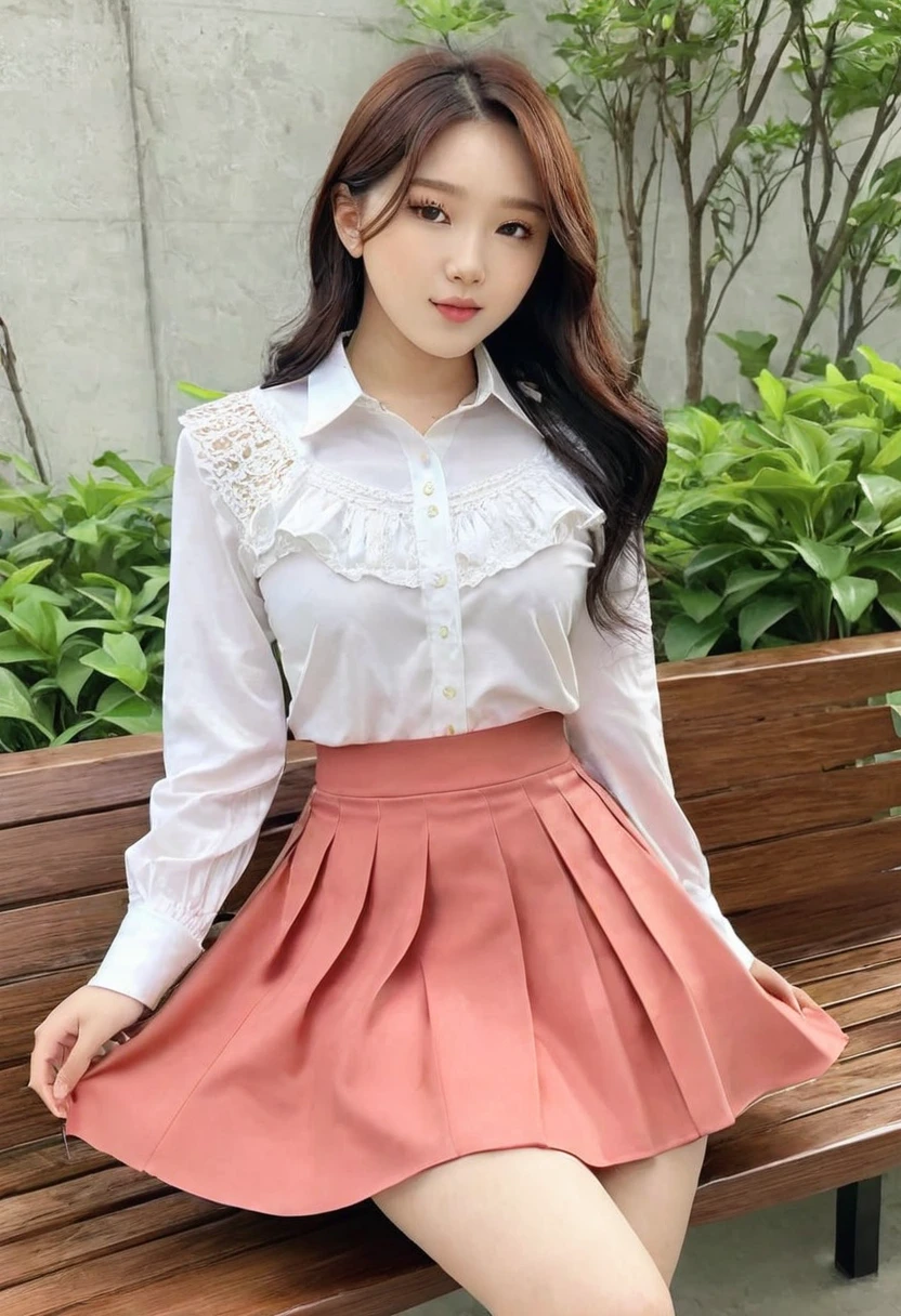 (best high quality:1.2), Work of art, 8k, extremely detailed, (High detail:1.2), (Hotlexi woman), Solo, 24 year old Korean Ulzzang female, ((skirt)),