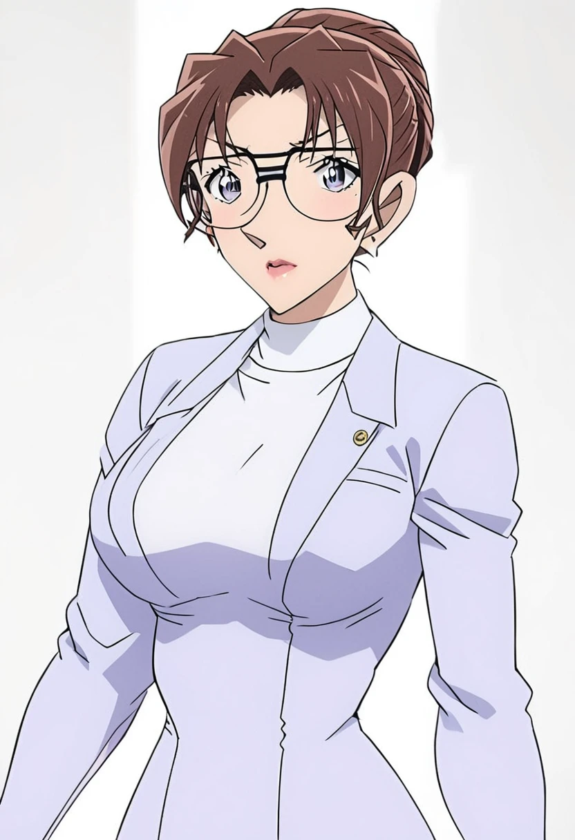 A beautiful woman with glasses，full-body shot，Perfect body