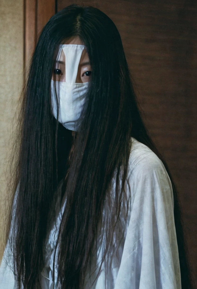 Japanese horror movies,
The ghost of a woman with long hair covering her face