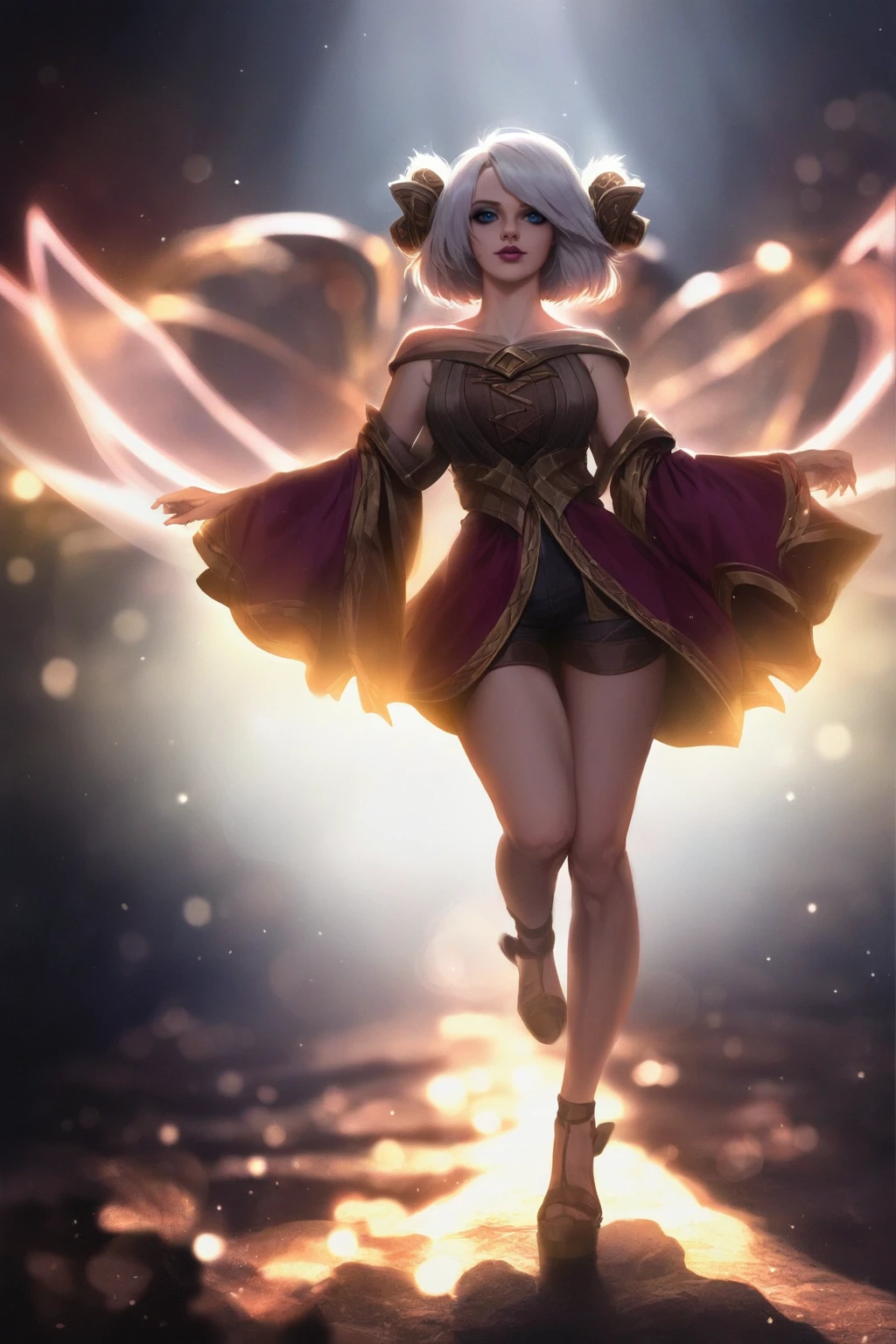cinematic film, Realistic photograph, shallow depth of field, vignette, highly detailed, high budget, bokeh, cinemascope, moody, epic, gorgeous, film grain, grainy, 
 1girl, solo, from front, full body, Sona \(league of legends\), black background, makeup, sidelighting, backlighting, glowing,
cinematic film , realistic , shallow depth of field, vignette, highly detailed, high budget, bokeh, cinemascope, moody, epic, gorgeous, film grain, grainy, 
