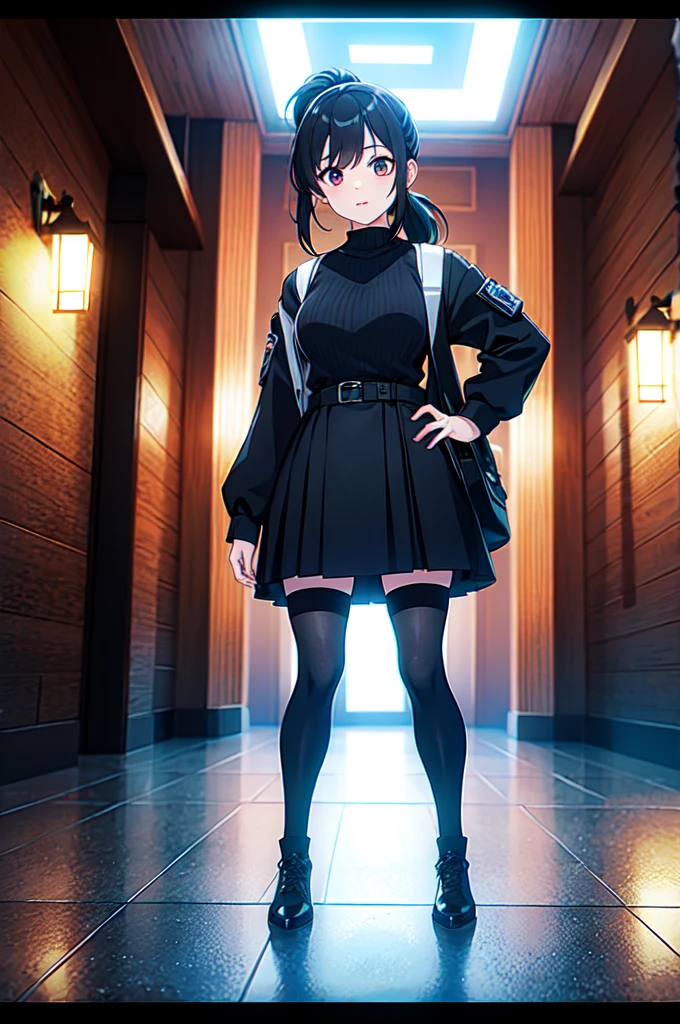 masterpiece, 32k, extremely detailed, finely detail, intricate details, 
BREAK
(absurdres:1.1, highres:1.1, ultra detailed:1.1),
insanely detailed, absurdres, 
(high resolution:1.1, ray tracing:1.1, refraction:1.1)
(1 female, solo:1.3), 
BREAK
perfect symmetrical face, pony tail, 黒のロングスカート, ベージュのカーディガン
BREAK
(((full body))), standing, 
BREAK