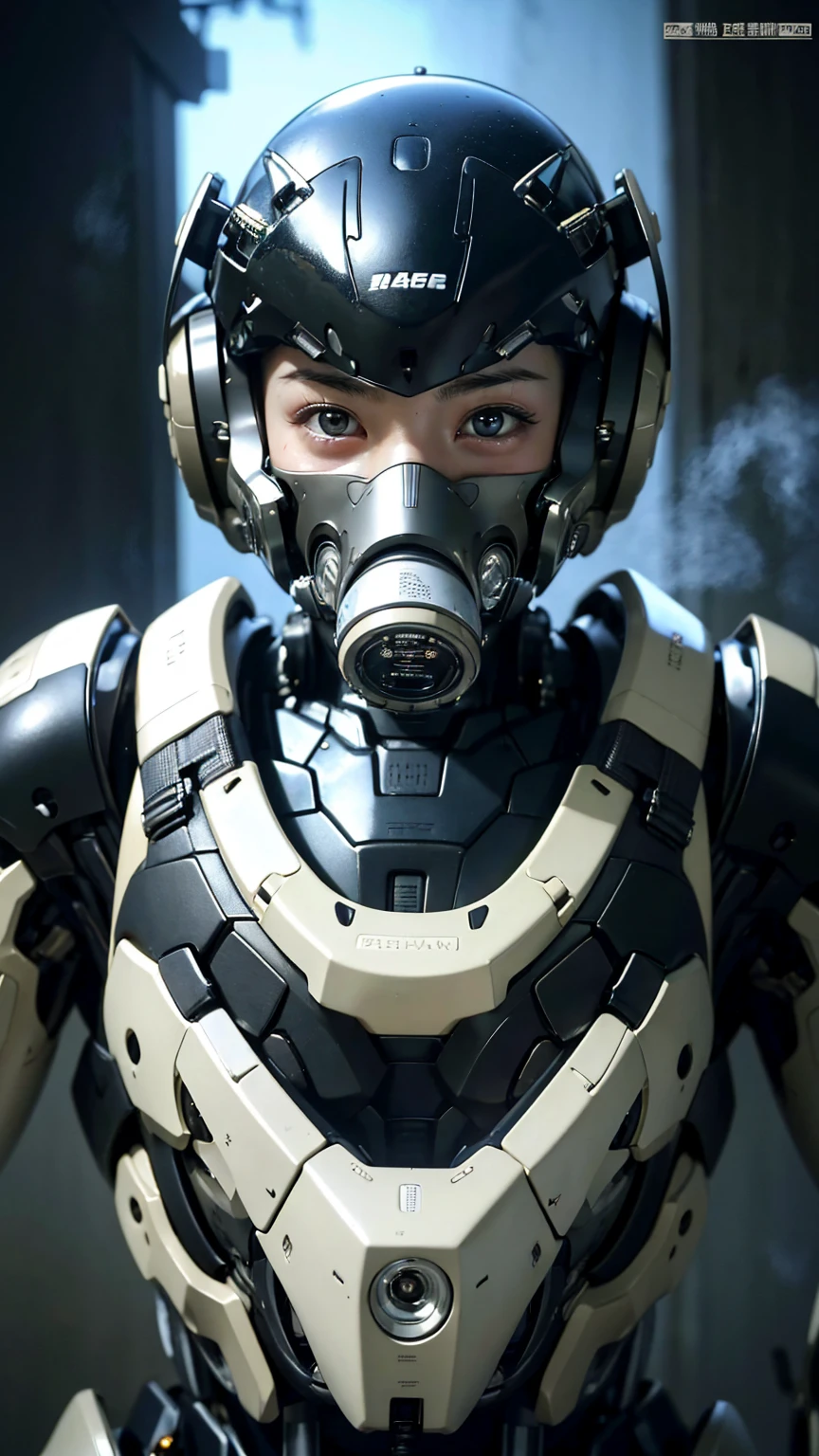 最high quality非常に詳細, Advanced Details, high quality, 最high quality, High resolution, 1080P, hard disk, beautiful,(War Machine),(headgear),See the big picture,beautifulサイボーグ女性,Mecha Cyborg Girl,BATTLE MODE,Mecha Body Girl 8k Elementary school girl Sweaty face Droopy eyes short hair Gas mask with extension nozzle boyish Steam coming out of my head My hair is wet with sweat Black Hair, Steam coming out of the mouth