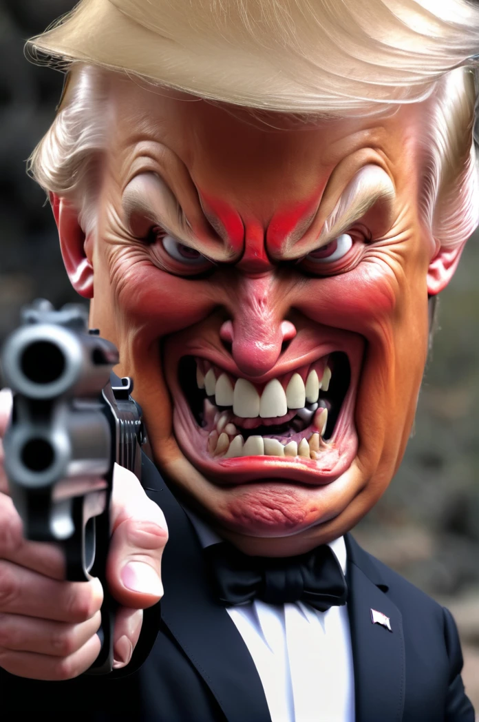 Donald ????? with a gun Devilish face