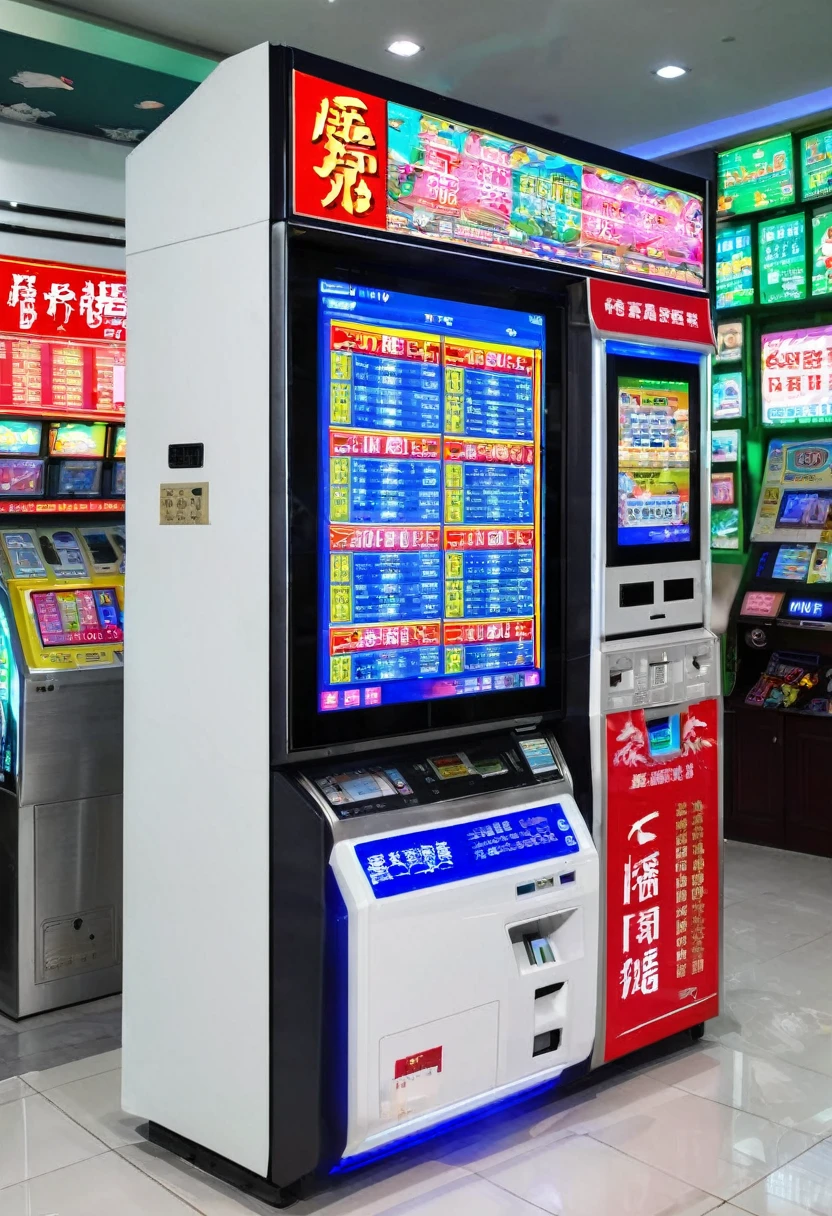 machine selling betting tickets、There is an LCD screen in the middle、On the right side is a unit that reads palm veins.