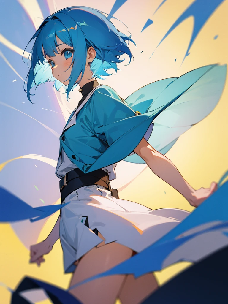 Anime girl short blue hair ,fulfilling years