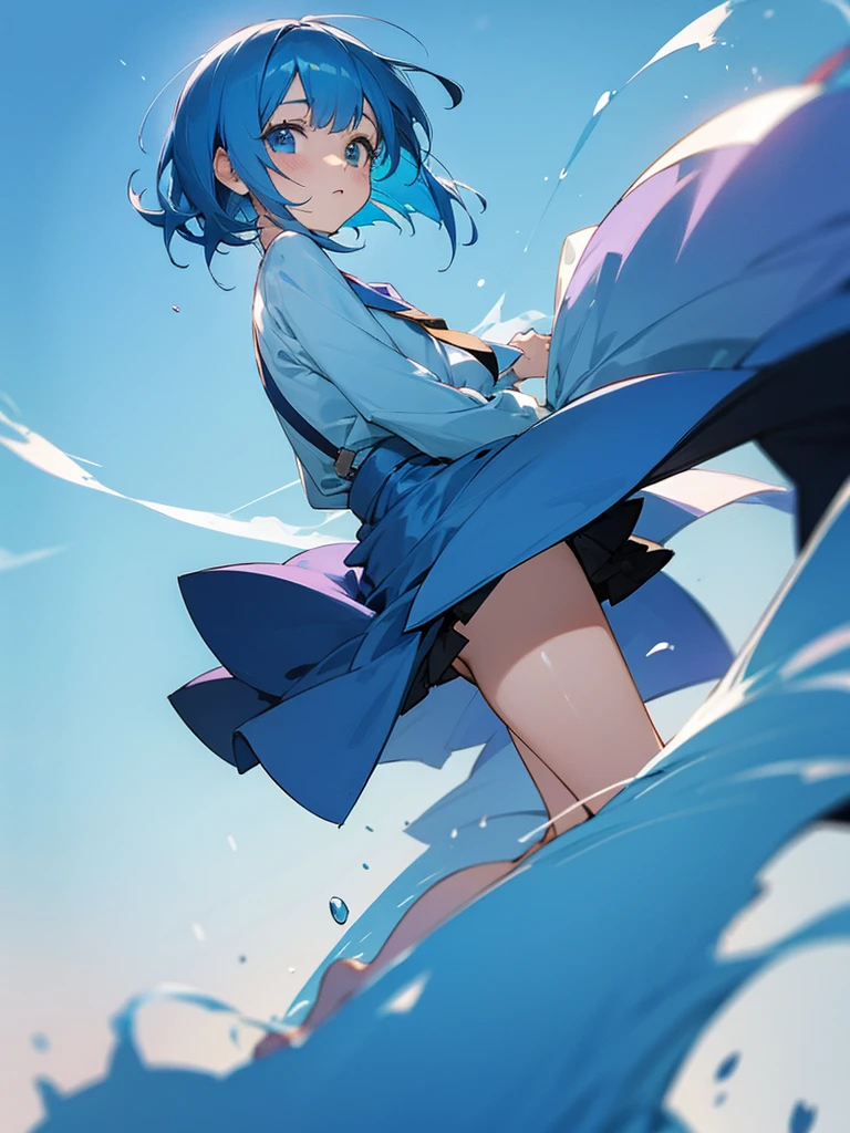Anime girl short blue hair ,fulfilling years