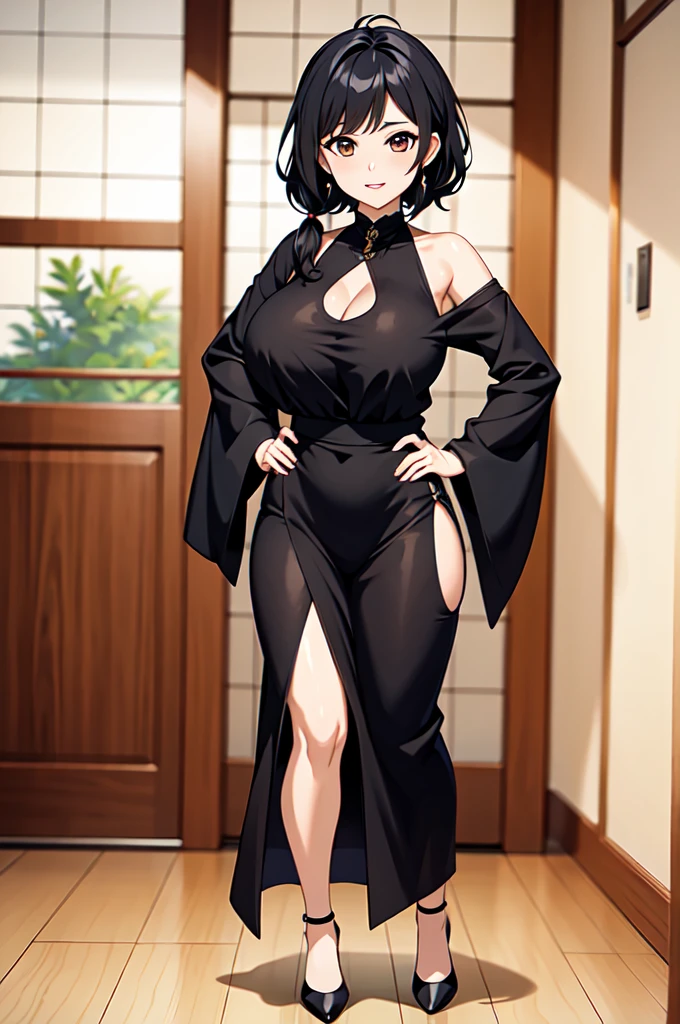 masterpiece, 32k, extremely detailed, finely detail, intricate details, 
BREAK
(absurdres:1.1, highres:1.1, ultra detailed:1.1),
insanely detailed, absurdres, 
(high resolution:1.1, ray tracing:1.1, refraction:1.1)
(1 female, solo:1.3), 
BREAK
perfect symmetrical face, pony tail, ((黒のロングスカート)), ((ベージュのカーディガン))
BREAK
(((full body))), standing, 
BREAK