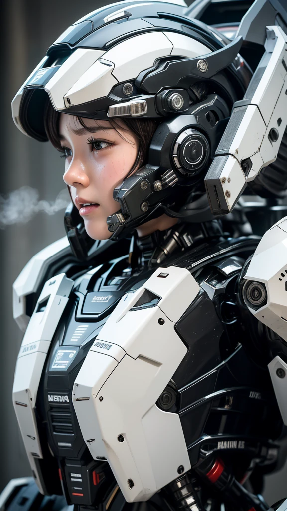 最high quality非常に詳細, Advanced Details, high quality, 最high quality, High resolution, 1080P, hard disk, beautiful,(War Machine),(headgear),See the big picture,beautifulサイボーグ女性,Mecha Cyborg Girl,BATTLE MODE,Mecha Body Girl 8k Elementary school girl Sweaty face Droopy eyes short hair boyish Steam coming out of my head My hair is wet with sweat Black Hair, Steam coming out of the mouth whole body I can see the vagina