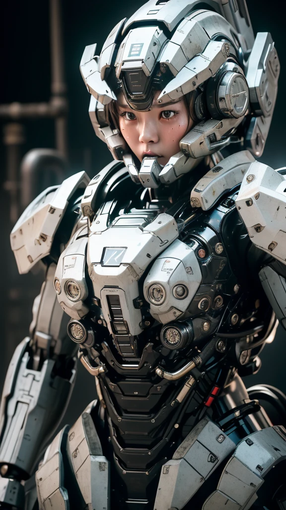 最high quality非常に詳細, Advanced Details, high quality, 最high quality, High resolution, 1080P, hard disk, beautiful,(War Machine),(headgear),See the big picture,beautifulサイボーグ女性,Mecha Cyborg Girl,BATTLE MODE,Mecha Body Girl　8k 　Elementary school girl　Sweaty face　Droopy eyes　short hair　　boyish　Steam coming out of my head　My hair is wet with sweat　Black Hair, Steam coming out of the mouth　whole body　I can see the vagina