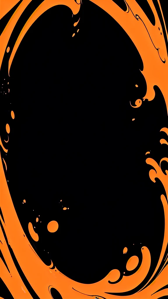 a close up of a Black & Orange swirl with a black Background, orange is extremely coherent, complete Darkness Background, Orange backgorund, Black & Orange, Orange & Black, orange Background, comic book panels Background, organic flowing Background, on a flat color black Background, Background ( Dark _ Smokiness ), Evil ink swirl ripples