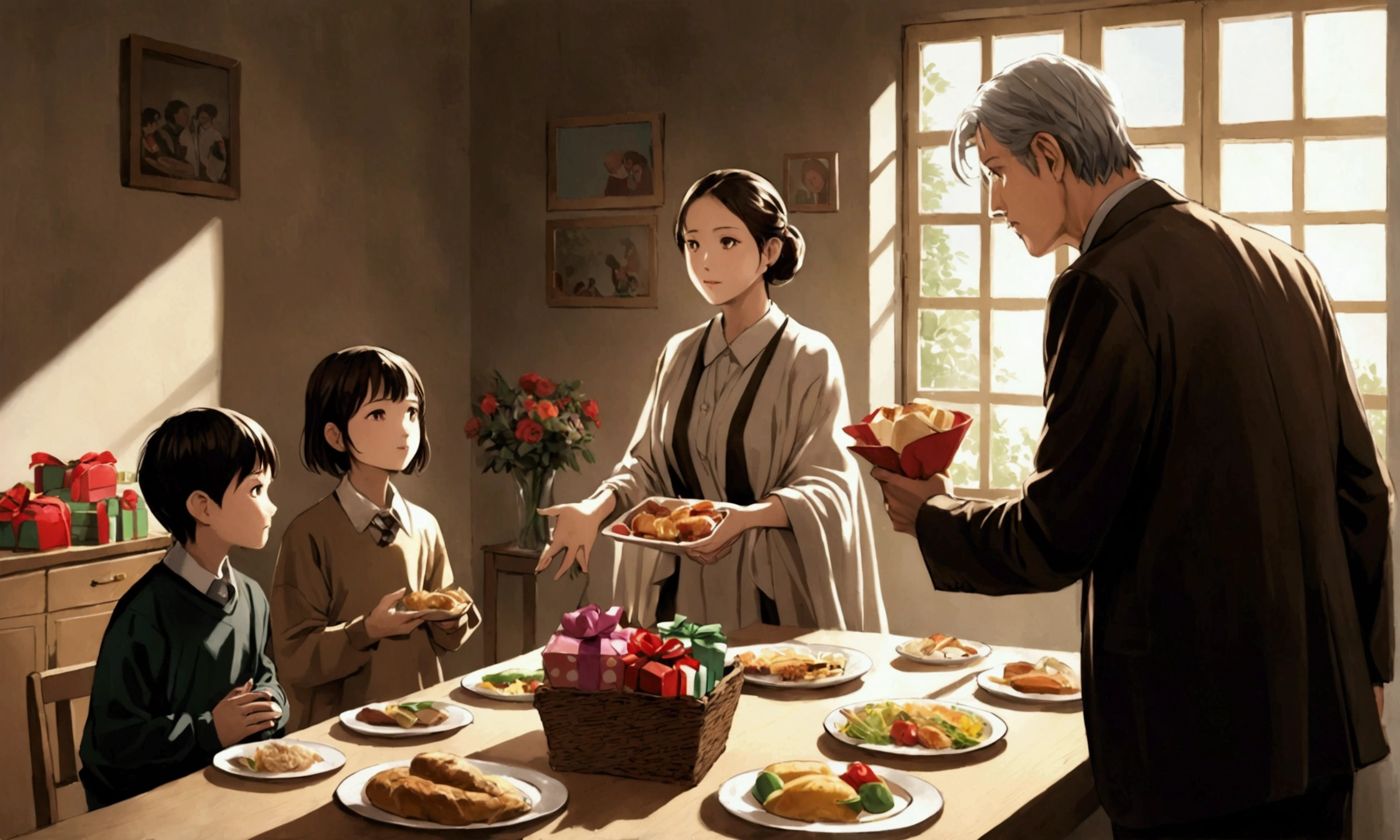 The scene teaches the not to talk to strangers, not to accept food or gifts, and to remain close to the parents and teacher