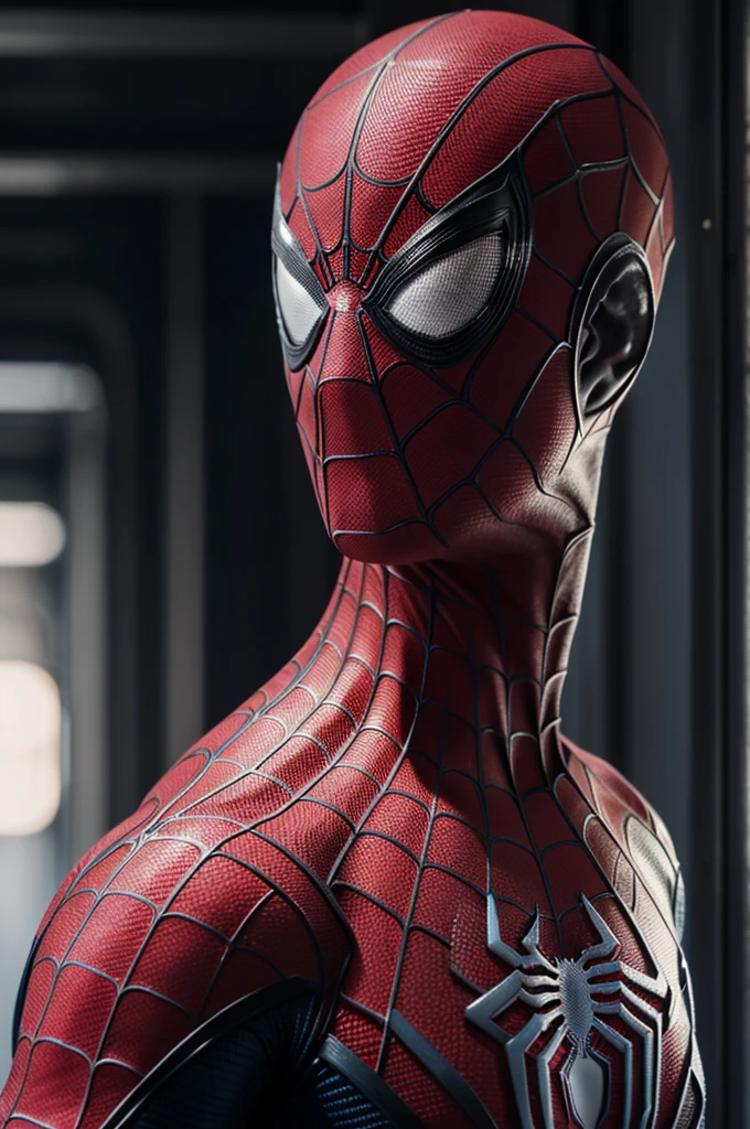 A photograph of Spider-Man., sin mascara, the 20s, elegant, detailed face, looking to the camera, portrait, 8k hd, high quality