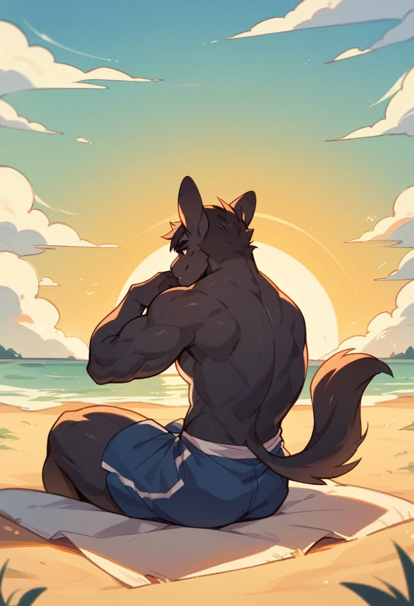 Create an anthropomorphic rabbit boyfriend sitting next to you romantically