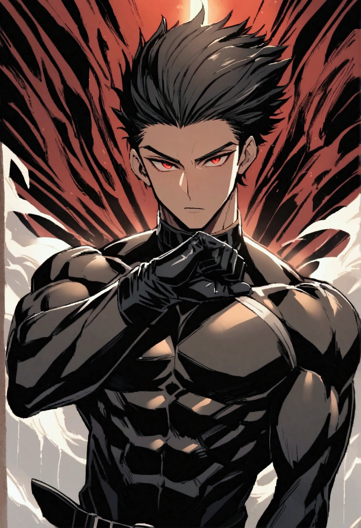 《the original god》Arataki Kazuto , male people, chest muscle, Sexy , Venom symbiote for your body, Black mucus of the body , into venom, venomize,Black bodysuit,Abs,(Adult male)((Venom possession,venom symbiote)),((Masterpiece)), ((Best quality)), Ultra detailed,((illustration)), Dynamic Angle, Detailed light, (Delicate eyes), Floating, 1boy, Male focus, Head, Clothing, Yellow eyes, necklace, tattoo, (Forehead:0.8), (ahoge:0.8), jewelry, whaite hair,apathy,Ray, chest muscle, Sexy , Venom symbiote for your body, Black mucus of the body , (into venom), Venom,frontage,Bust photo,White tight-fitting top,spiderman outfit,style of anime4 K, 4K anime wallpaper, Badass anime 8 K, 4 k comic wallpaper, young anime man, Anime boys, Anime wallpapers 4 k, Anime wallpaper 4K, High quality anime art style, Anime moe art style, Anime art wallpaper 8 K, Anime art wallpaper 4 K, RGB lighting,