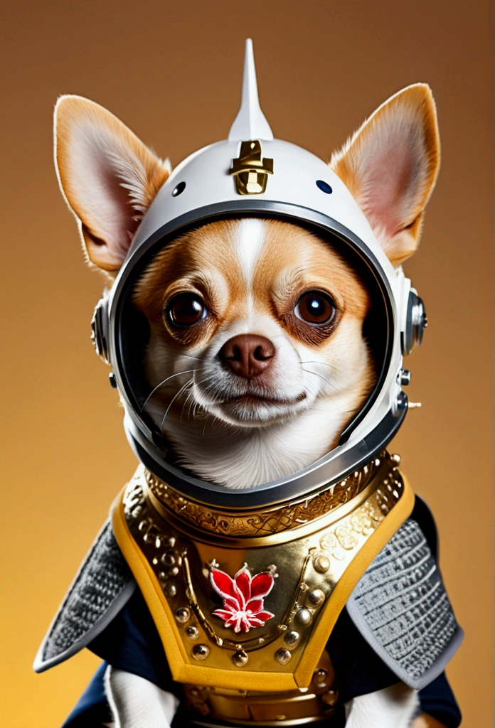 Cute Chihuahua in samurai armor ,There is a cute dog with a bandana around its neck, Personified cute Chihuahua, inspired by Shiba Kōkan, Portrait of a cute Chihuahua, Portrait of a cute Chihuahua astronaut, cute corgi, Chihuahua, dogy, Cute Chihuahua Astronaut,