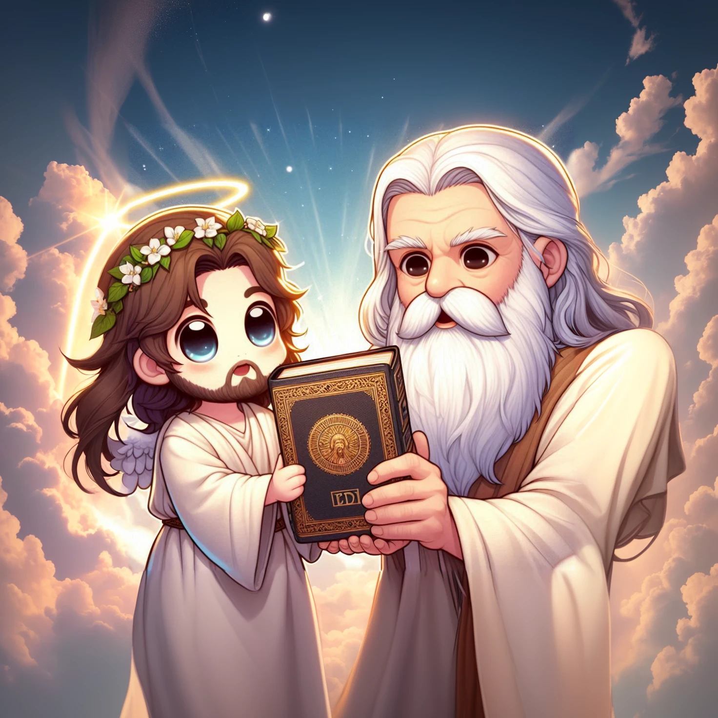 God giving Jesus the book in heaven
