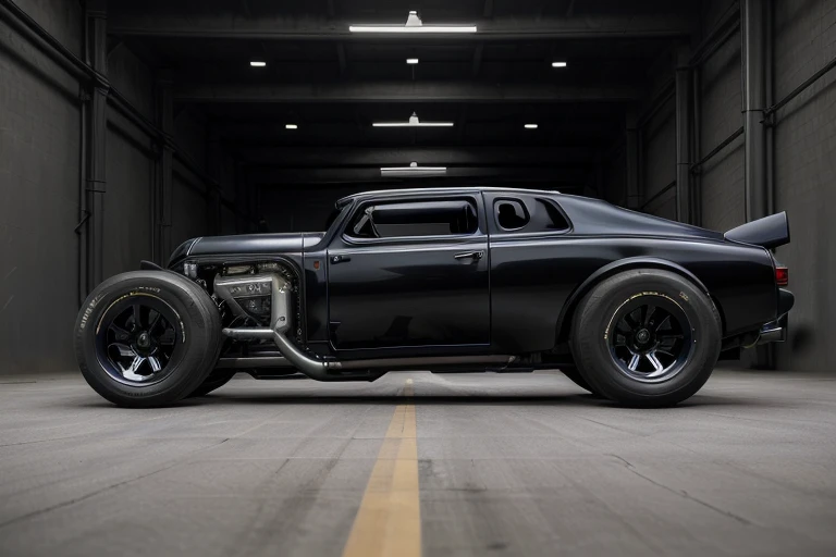 cyber punk(((Hot-Rod SUV)))、(shiny edge)、wide tires、parking、