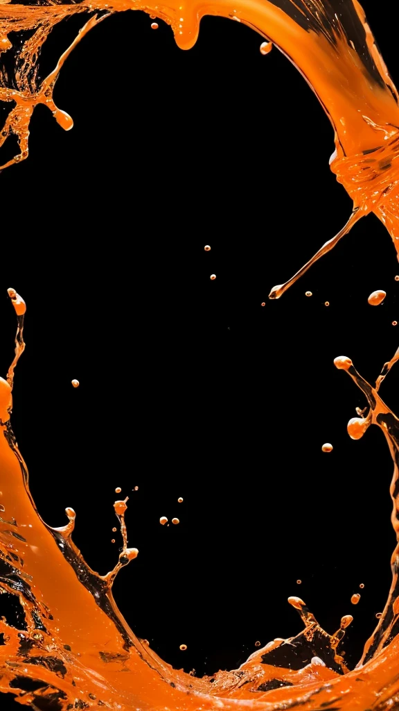 clear orange water on a completely black background, Luminous liquid, Realism, Photo, render 3d, water splash, masterpiece, 4K