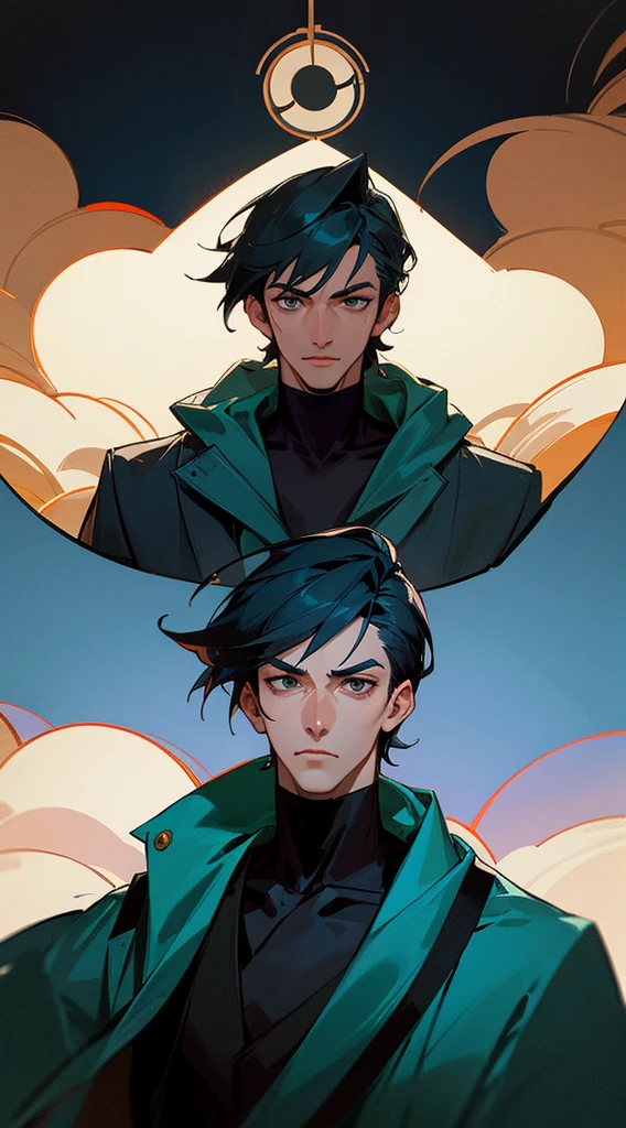 Handsome man with his face obscured by his hood、Intellectual、Suspicious atmosphere
