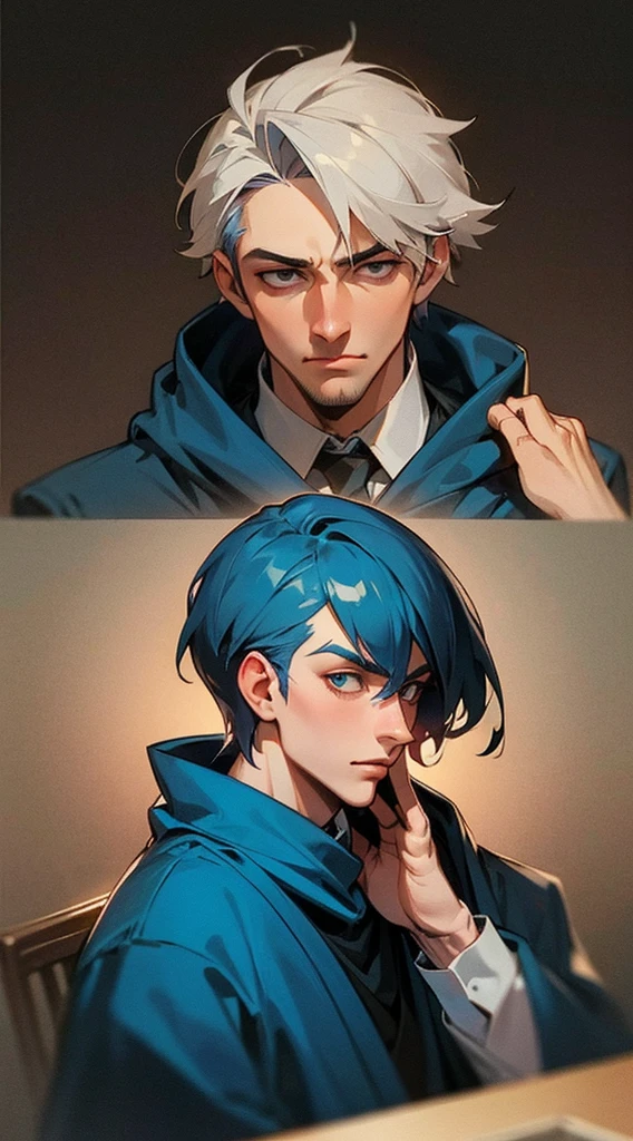 Handsome man with his face obscured by his hood、Intellectual、Suspicious atmosphere