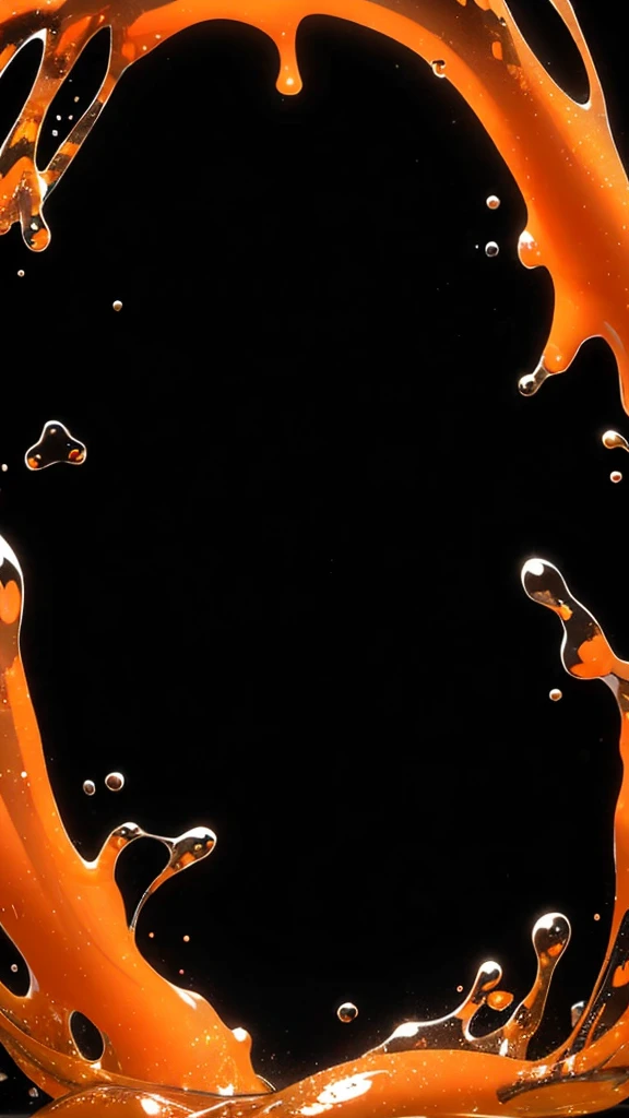 clear orange water on a completely black background, water splash, Luminous liquid, Realism, Photo, render 3d, masterpiece, 4K