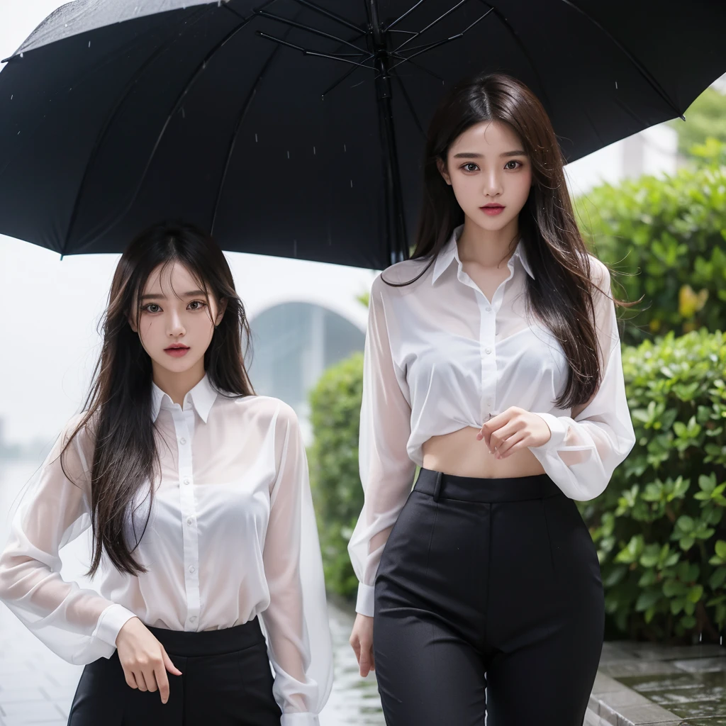 typhoon、Do not use an umbrella、Beautiful woman in the rain、雨で濡れたBeautyOL、Detailed face、Realistic、beautiful girl、Beauty、Office Lady Uniform、beauty、Beautiful woman、Narrow waist、Handsome woman、Tight pants look、suit、Sexy pose、タイトなsuitパンツ、雨で濡れたsuit、Wet shirt、See-through shirt、Shot in heavy rain、See-through underwear