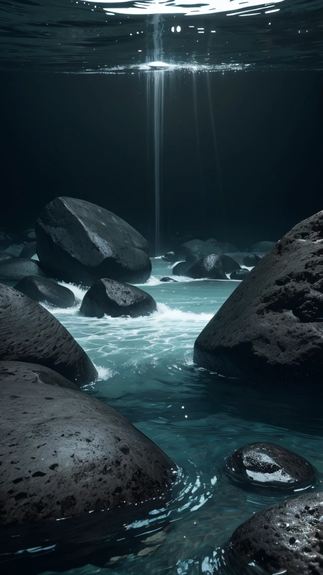 beautiful cinematic splash of clear water on flat black background, Realism, photo, 3D render, masterpiece