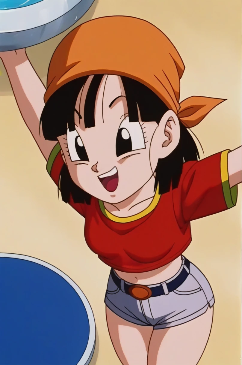 fountain_cheered up, score_9, score_8_above, score_7_above, cheered up screencap,8k, absurd resolution,
Pan \(Dragon Ball\), 1 girl, Alone, SMILE, Open mouth, hits, happy, Grass, black fur, Field, clavicle, aboveper body, :d, teeth, blunt hits, outdoor, black eyes, arm above, eyelashes, aboveper teeth only, happy, Red shirt, golden ornaments, in front of the viewer, close-above, bandana, retro artStyle, , 1990s \(Style\), orange scarf, language, arched eyebrows, arms above, short hair, medium chest, showing buttocks, 2nalgas, perfect anatomy, skimpy clothing, medium breasts, medium rear, unclothed, bare shoulders, big sexy ass, Wide hips, sexy, escasa ropa medium breasts