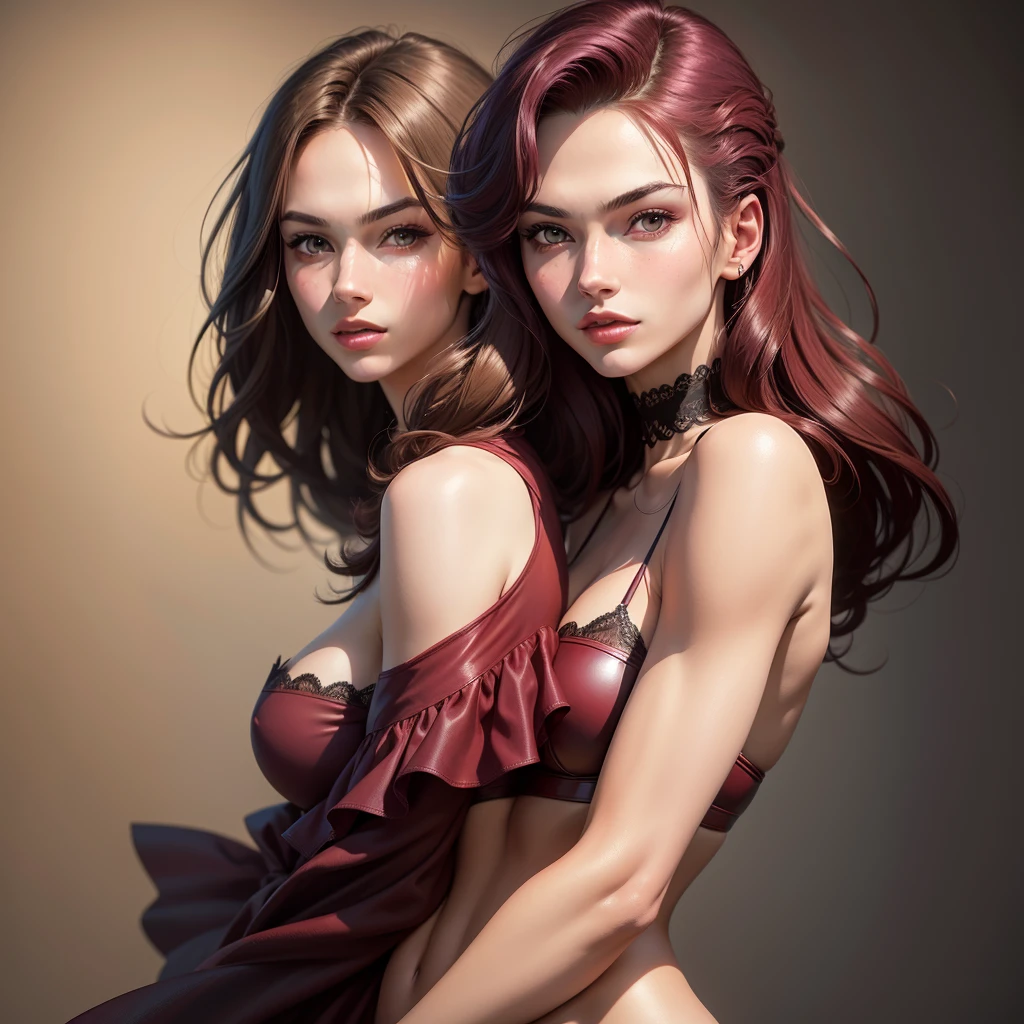 work of art,best qualityer,ultra detaild,high resolution,high resolution,4K,4Kportrait,8k,8kportrait,unity8kwallpaper,extremely detailed CG,realisitic,CRU photo,realperson,portrait photography,photorealisitic,shining skin,skin detailed,(((dynamic angle,whole body))),90s Supermodel Michelle Hicks, -height: At standard model heights、It is considered to be around 175 cm。
- Hair color: Darker maroon。
- Eye color: maroon。
-somatotipo: slender, well-proportioned model figure,。
- Characteristics: sharp and delicate facial features、long muzzle、Sharp eyebrows。