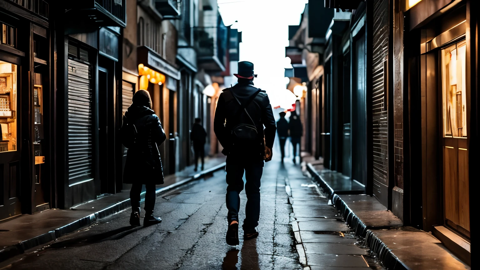 A scene of a crowded street and a dark street, and his mother asks him not to go down to these places