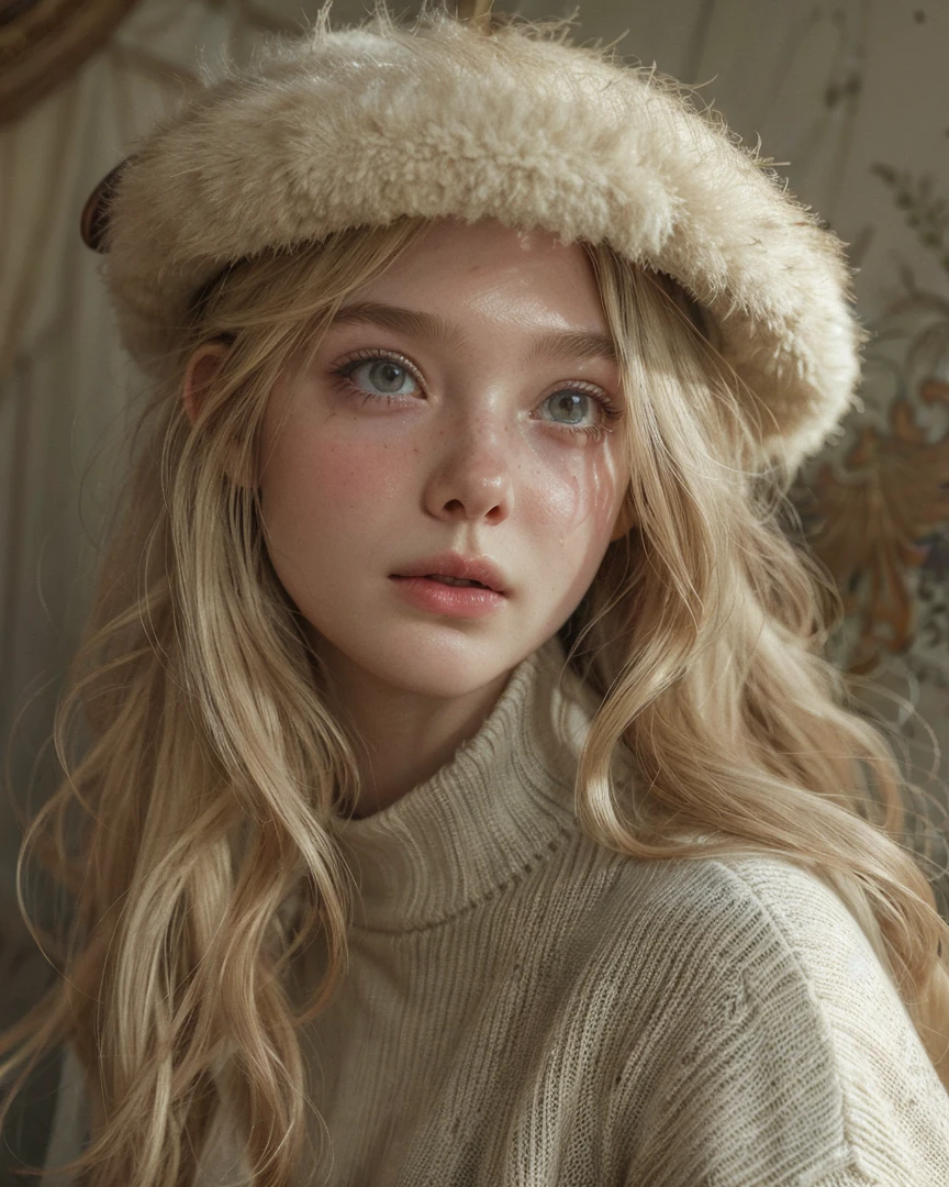 Ellie Fanning face, photorealistic, ultra hd, 8k