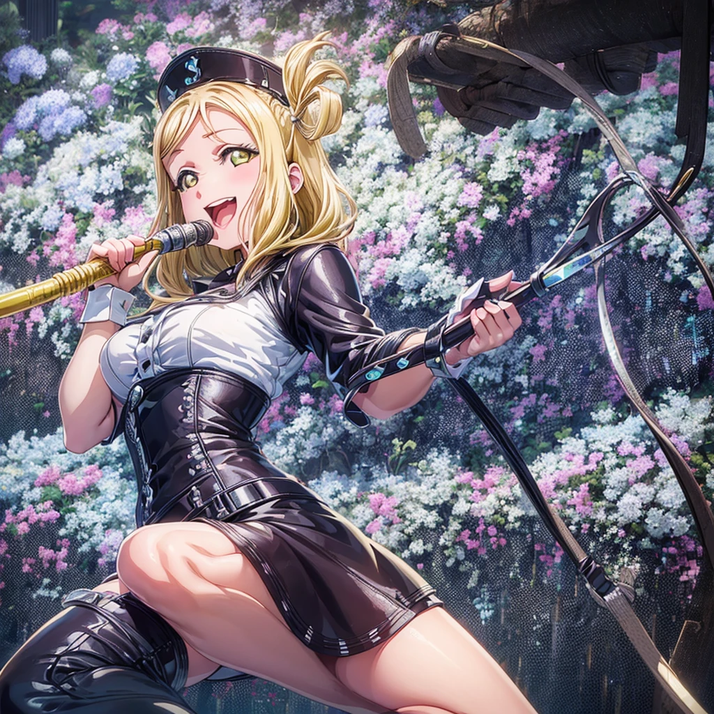 (((Pixel Perfect,Perfect in every detail))), alone,A girl around 15 years old,smile,,NSWF,lovely,Mari Ohara，Leather whip，Holding a whip，Open your mouth