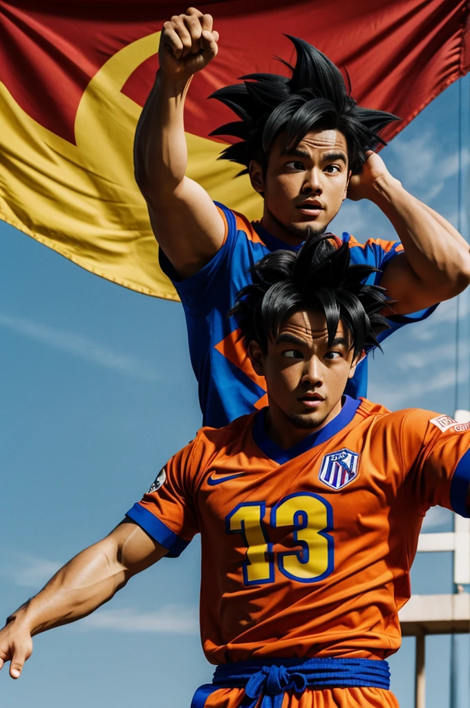 Goku with the Atlético Bucaramanga shirt