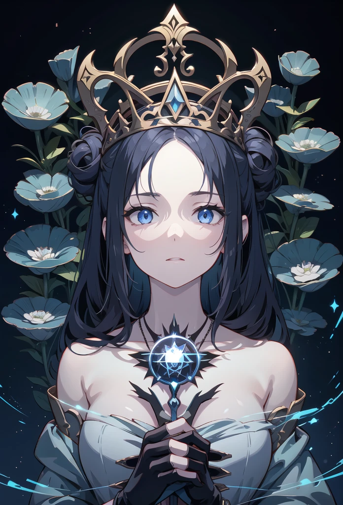 depicts a modern-day witch who has embraced the world of cybernetics to enhance her magical abilities. The artwork should convey the enchanting blend of traditional witchcraft and futuristic technology. Here are some specific elements to include: The Witch's Lair: The setting should be a cozy yet slightly eerie room, filled with magical books, crystal balls, potion ingredients, and antique furnishings. The room should be dimly lit by candles and a soft, mystical glow emanating from her cybernetic enhancements. The Cyborg Witch: The central focus of the artwork is the witch herself. She's a striking figure with a mix of traditional witch attire and cybernetic enhancements. Her clothing should have a witchy, occult aesthetic, with flowing robes, a pointed hat, and an intricate pentagram necklace. Her arms, however, have been upgraded with cybernetic components that incorporate magical symbols and glowing runes. Magical Interface: The witch is in the midst of casting a spell, with a holographic, touch-screen interface floating before her. This interface includes spell incantations, arcane symbols, and digital components, demonstrating her fusion of magic and technology. Spell Ingredients: On a nearby table, there should be a collection of spell ingredients, like herbs, potions, and magical artifacts. Some of these items may have been modified with cybernetic enhancements, blurring the line between the natural and the technological. Familiar: The witch's familiar, perhaps a cat or raven, should be present in the scene, serving as her magical companion. The familiar could also have subtle cybernetic enhancements or glowing eyes. Glowing Runes: The room should be adorned with ancient symbols and glowing runes on the walls and floor, contributing to the magical atmosphere. Aetherial Lighting: Use a combination of mystical, ethereal lighting and cybernetic glows to create a captivating interplay of light and shadow. The contrast between the tradit