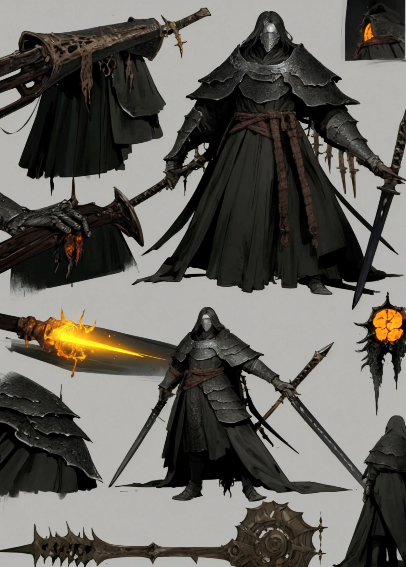 elden ring, dark souls, concept art sheet, items, weapons