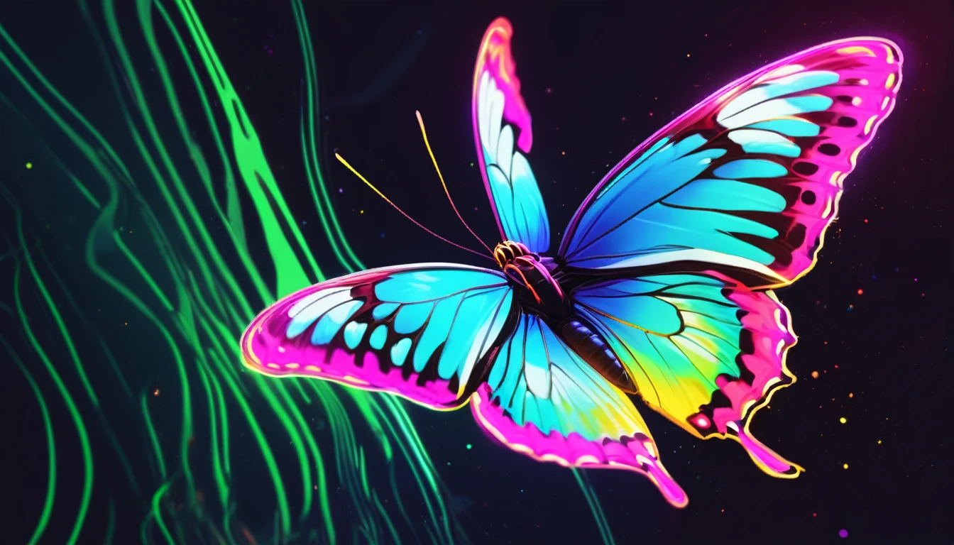a butterfly flying. neon strokes
