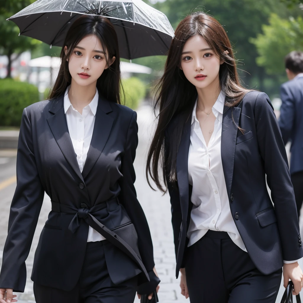 typhoon、Get wet、Beautiful woman in the rain、雨で濡れたBeautyOL、Detailed face、Realistic、beautiful girl、Beauty、Office Lady Uniform、beauty、Beautiful woman、Narrow waist、Handsome woman、Tight pants look、suit、Sexy pose、タイトなsuitパンツ、雨で濡れたsuit、Wet shirt、See-through shirt、Shot in heavy rain、See-through underwear