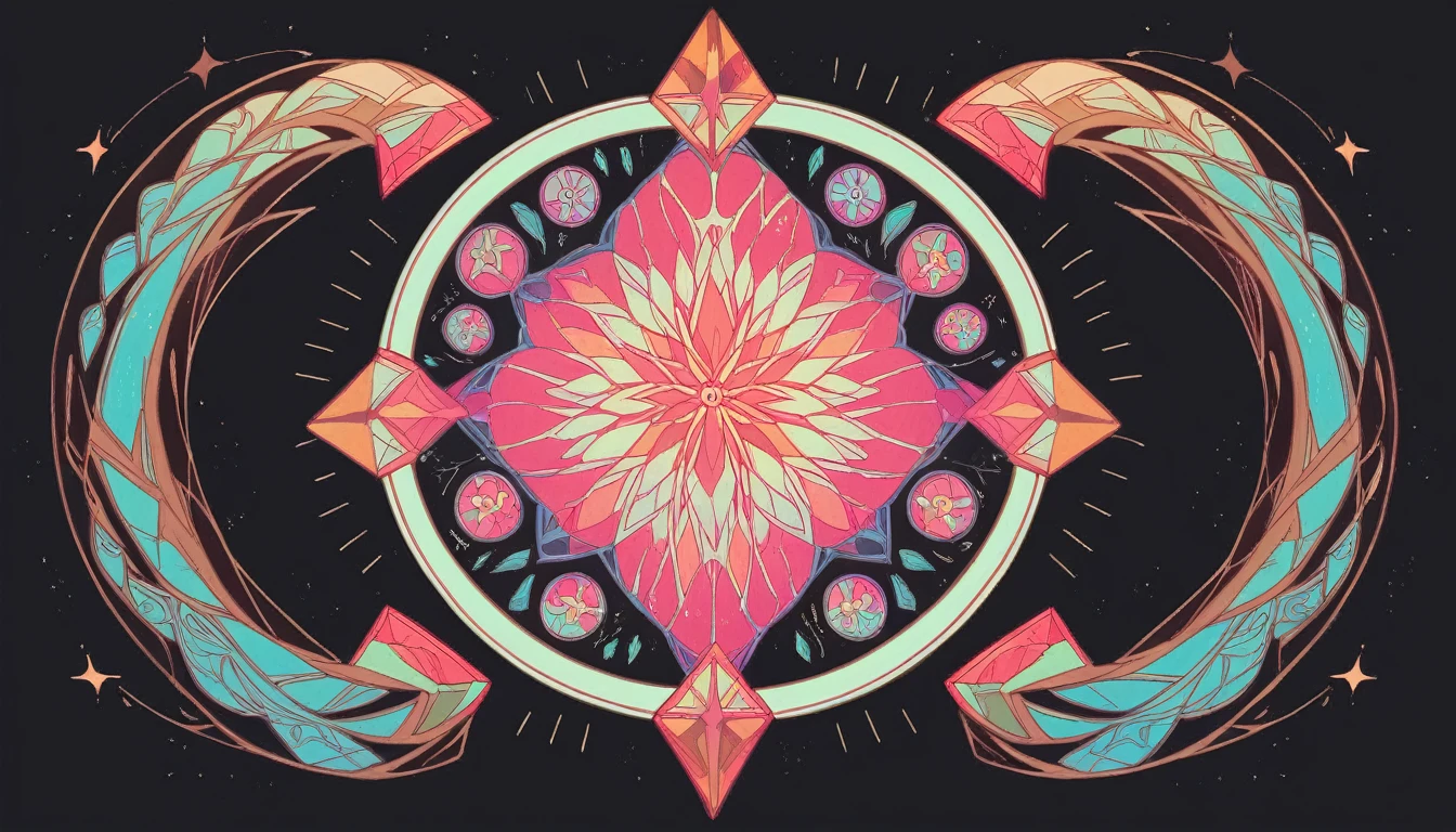 mandala. Symbols of nature, about, It was, Mystic, vibrant colors black background