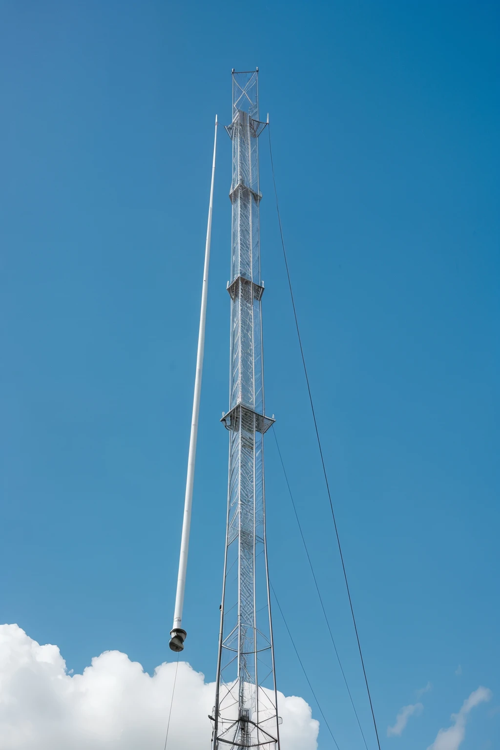 a basic telecommunications tower with a dipole antenna installed that is clearly visible
